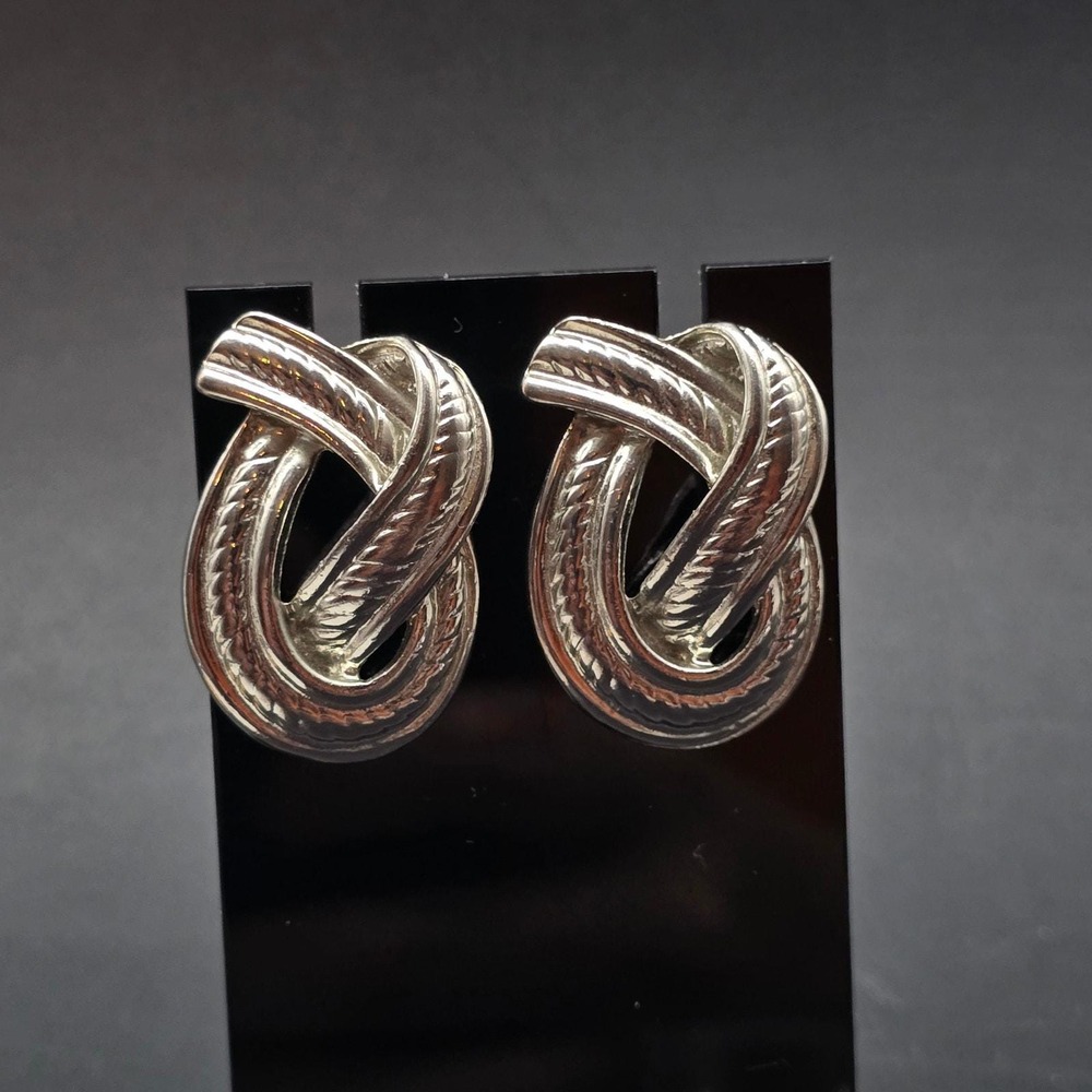 Avon Silver Tone Knot Earrings Pierced Post Costume Jewelry